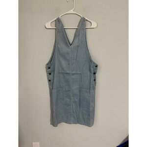 Kisses Light Blue Corduroy Pinafore Dress V-Neck Mini Jumper K0825 Womens Medium